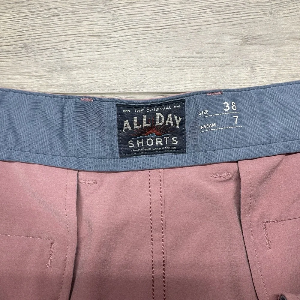 Faherty All Day Shorts Maroon Heather Men Sz 38 Outdoor Active Golf Casual